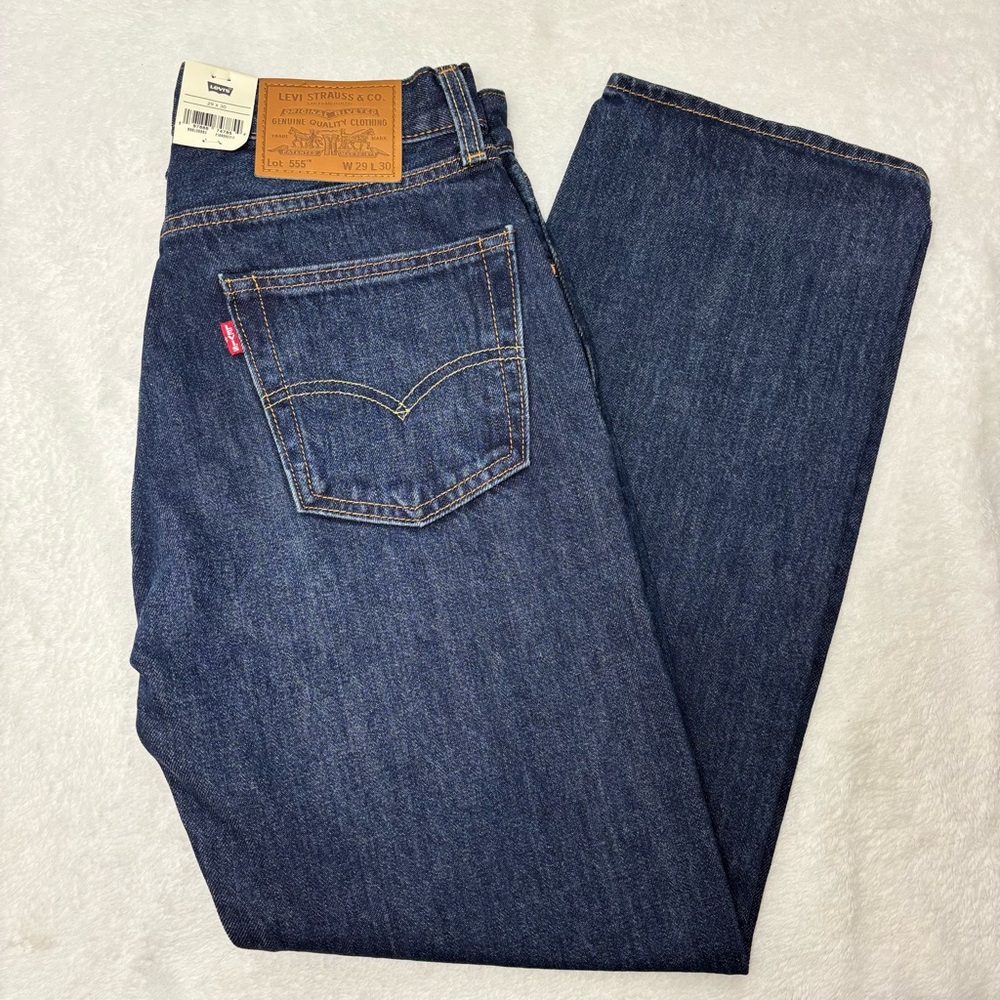 Levi's 555 Relaxed Straight Cotton Men's Dark Blue Jeans Size 29/30 NEW